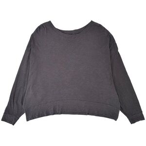 Na Nin Cropped Lenny Tee - Faded Black Gray Loose Fit Oversized Long Sleeve Top